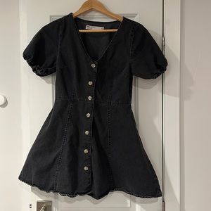 ASOS DENIM short sleeve soft denim dress washed black size 6
